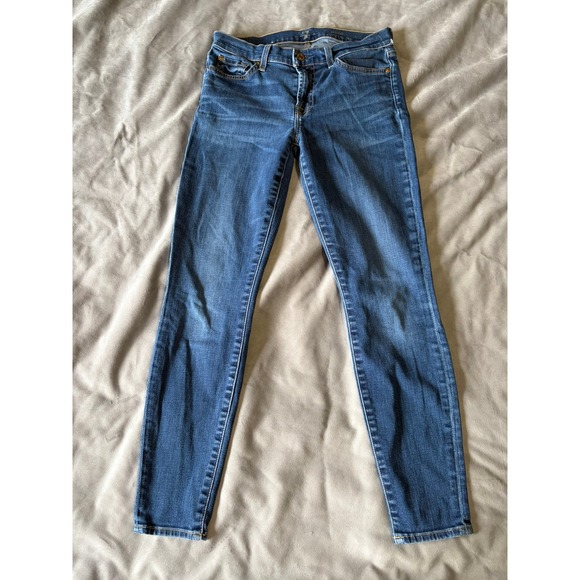 7 For All Mankind Denim - 7 For All Mankind Ankle Gwenevere Skinny Jeans Medium Wash Blue Denim Size 28
